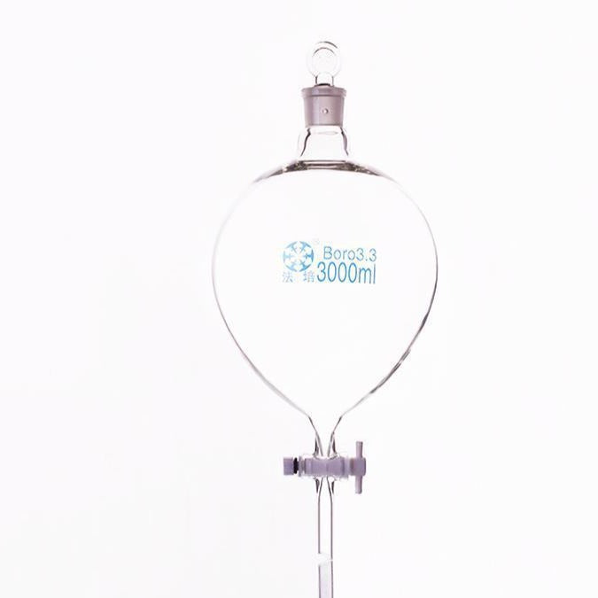 Spherical separating funnel with PTFE stopcock, capacity 60 ml to 3000 ml