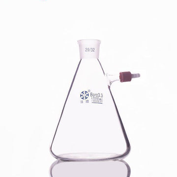 Suction bottle in erlenmeyer shape with unscrewable plastic connector, capacity 100 to 10000 ml