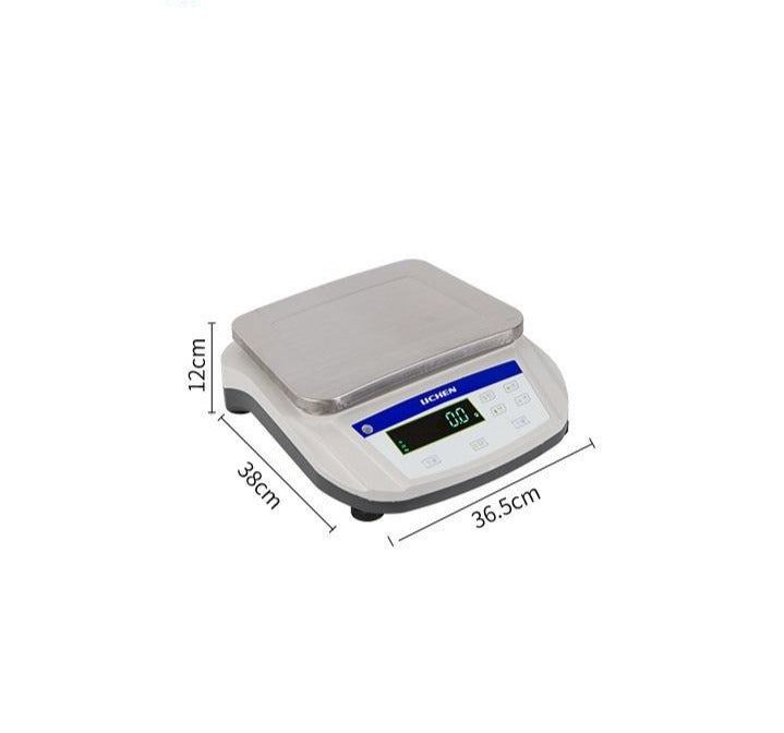 Table balance with stainless steel weighing plate, range 6 to 30 KG, readability 0.1 g