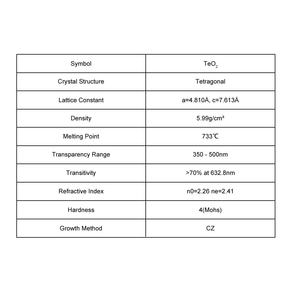 TeO2 Single Crystal Substrate