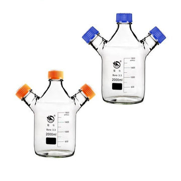 Three-necked HPLC bottle with GL45 screw cap, capacity 250 to 10.000 ml