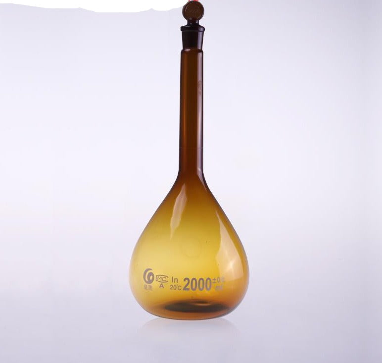 Volumetric flask, Class A, brown glass, 5 ml to 2000 ml