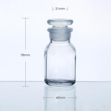 Wide mouth bottle, clear glass, ungraduated, 30 ml to 1.000 ml