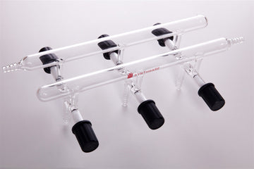 Double bank vacuum manifold with valve, 3 to 5 ports, schlenk line