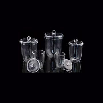 Quartz crucible with lid, capacity 5 to 300 ml