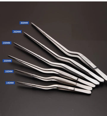 Curved tweezers, length 14 to 30 cm