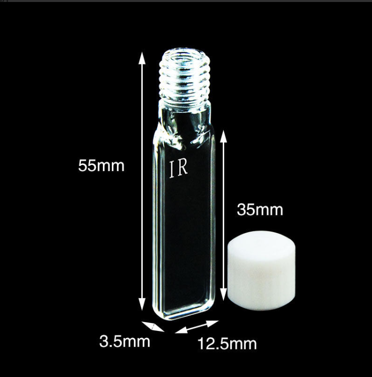 IR quartz cuvettes with PTFE screw cap,4 clear windows